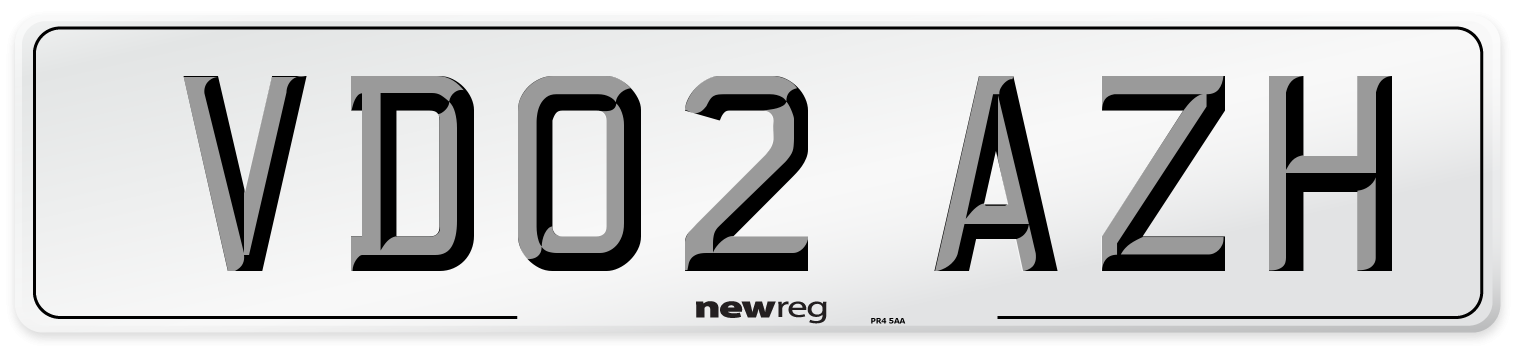 VD02 AZH Number Plate from New Reg